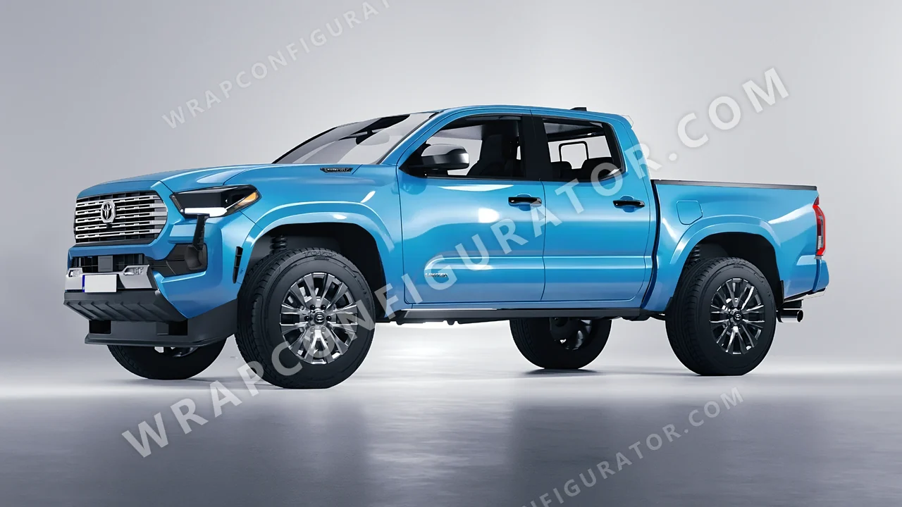 Blue Toyota Tacoma 2024 wrapped in Avery Dennison Aqua Blue SW900-636-O