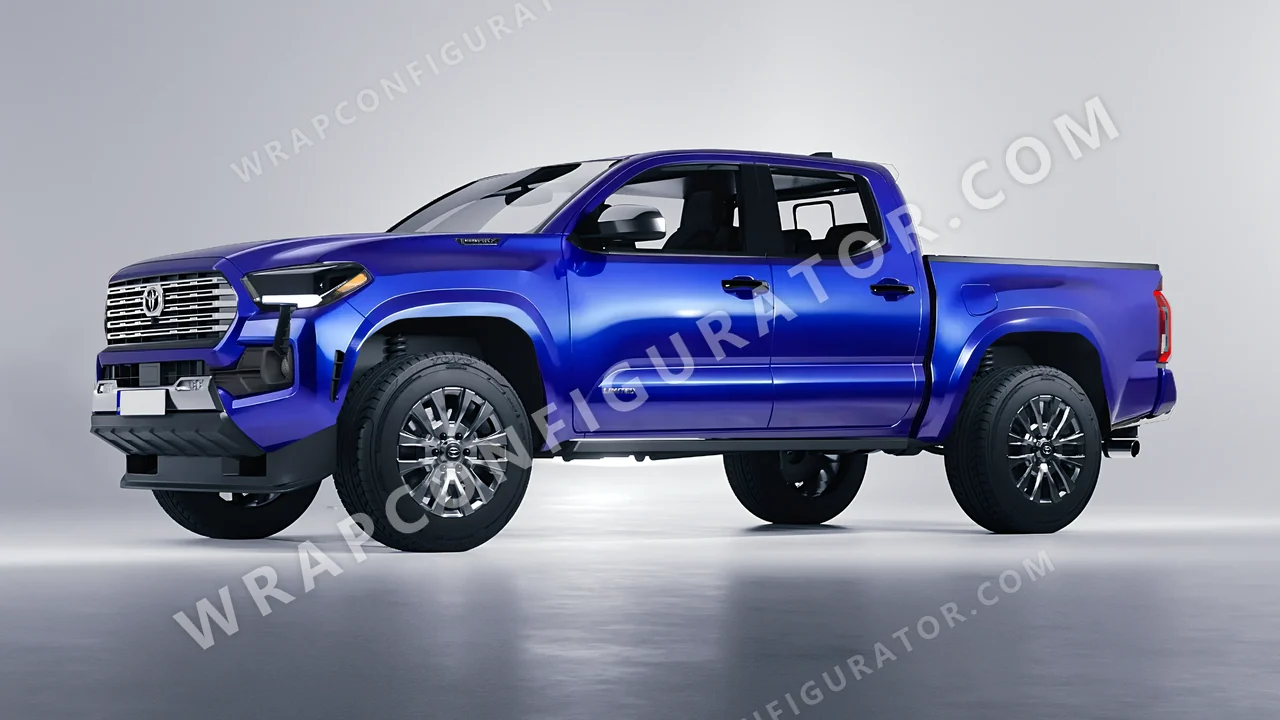 Blue Toyota Tacoma 2024 wrapped in Avery Dennison Blue SF100-256-S