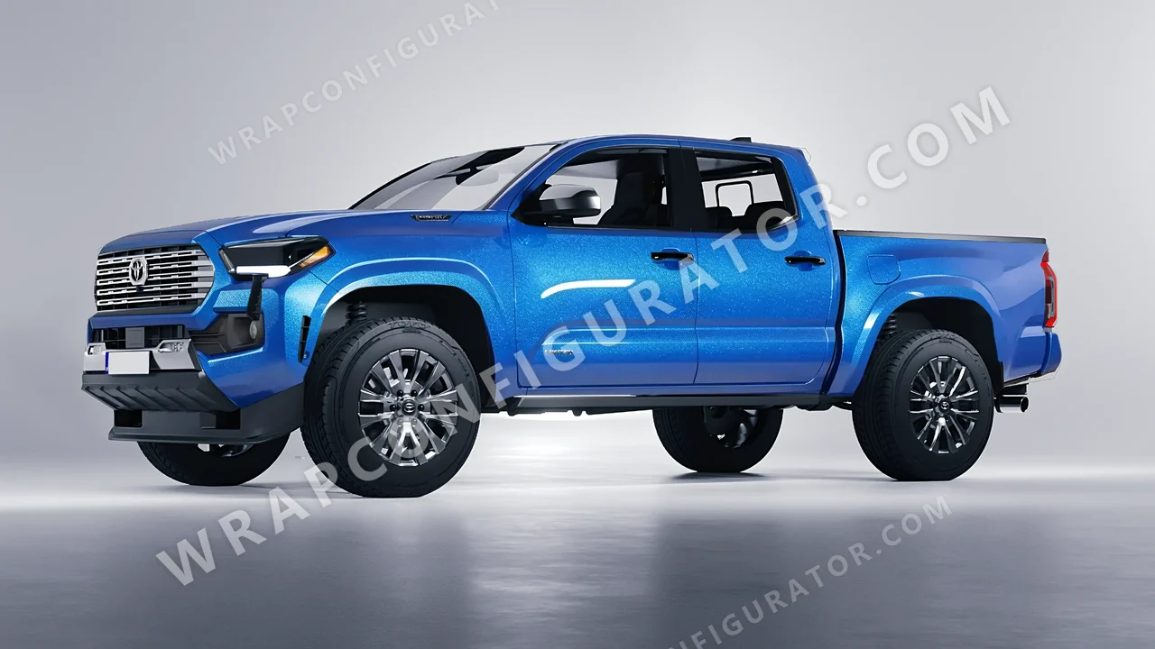 Blue Toyota Tacoma 2024 wrapped in Avery Dennison Bright Blue SW900-646-M