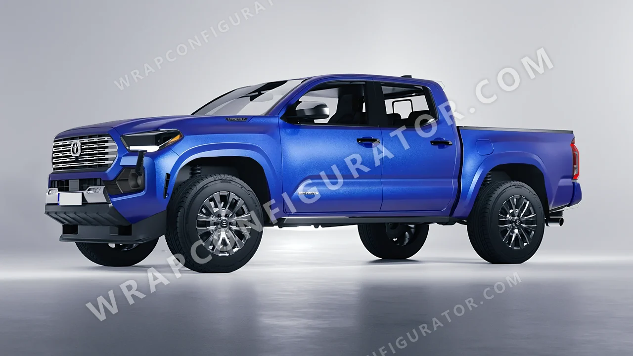 Blue Toyota Tacoma 2024 wrapped in Avery Dennison Brilliant Blue SW900-671-M