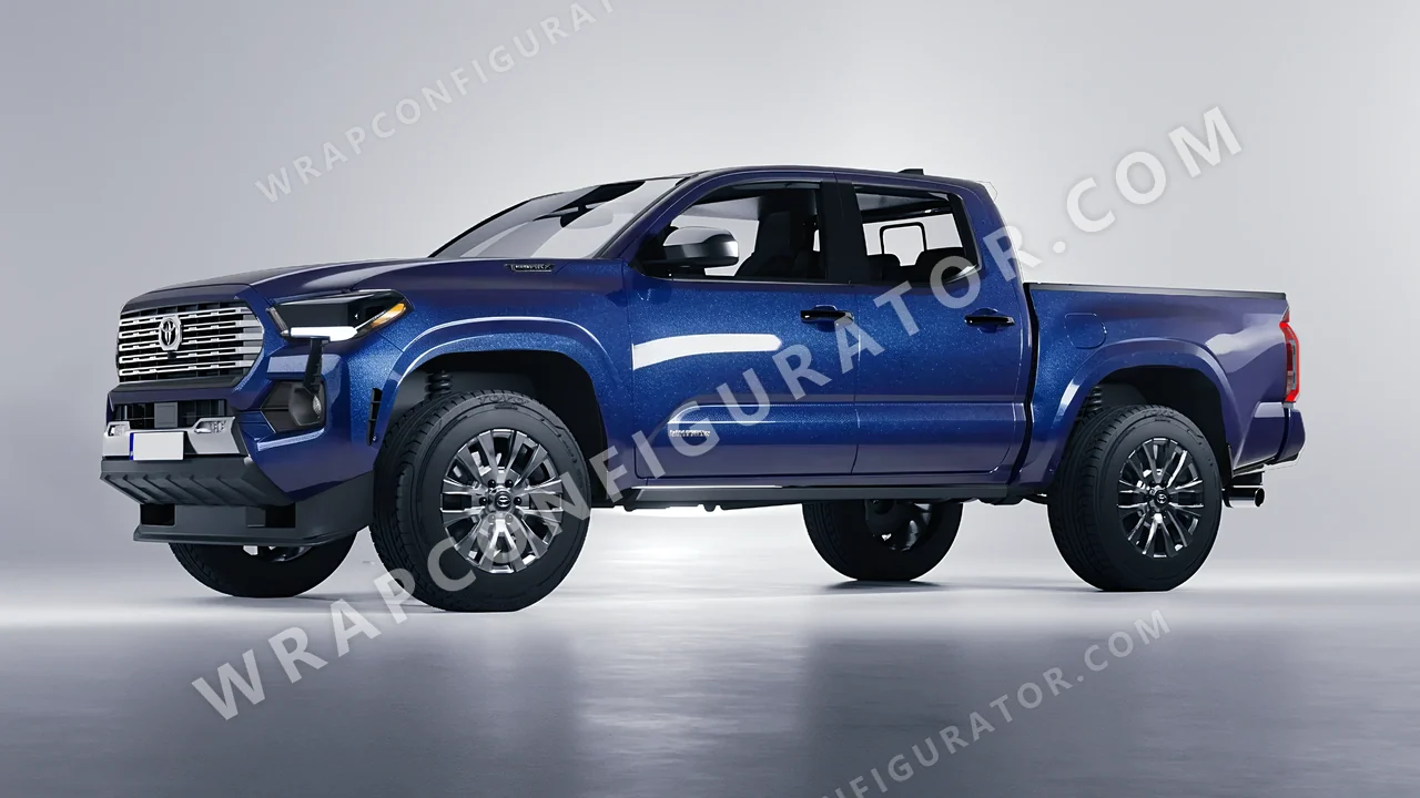 Blue Toyota Tacoma 2024 wrapped in Avery Dennison Dark Blue SW900-653-M