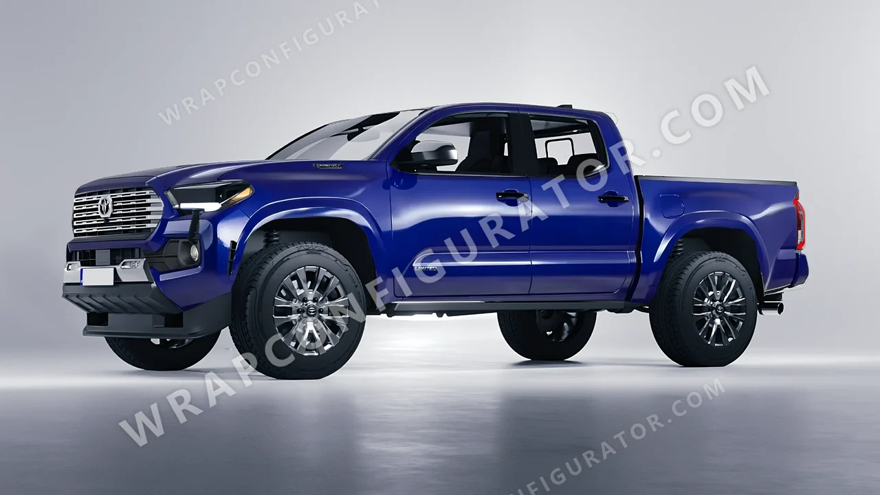 Blue Toyota Tacoma 2024 wrapped in Avery Dennison Dark Blue SW900-681-O