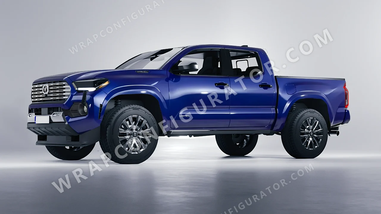 Blue Toyota Tacoma 2024 wrapped in Avery Dennison Indigo Blue SW900-699-O