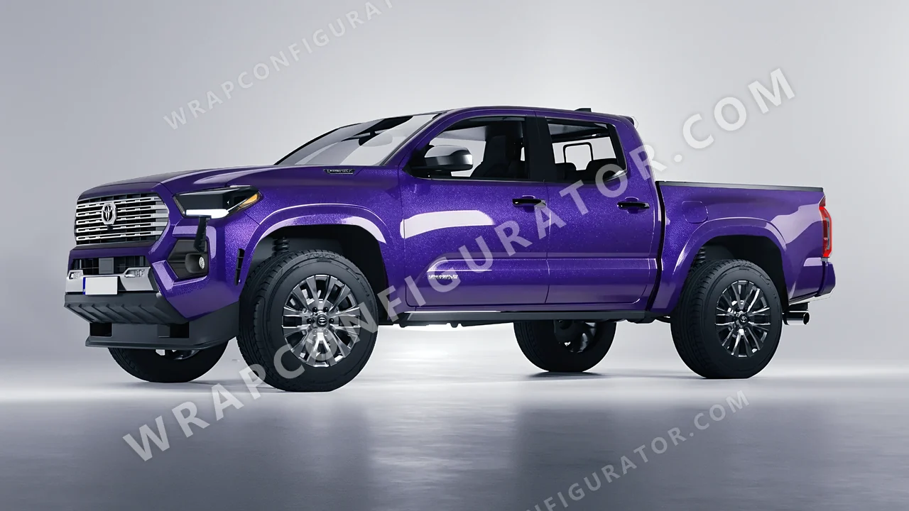 Blue Toyota Tacoma 2024 wrapped in Avery Dennison Mysterious Indigo SW900-700-M