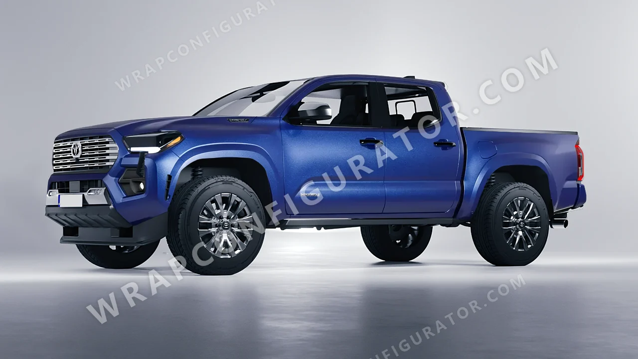 Blue Toyota Tacoma 2024 wrapped in Avery Dennison Night Blue SW900-623-M