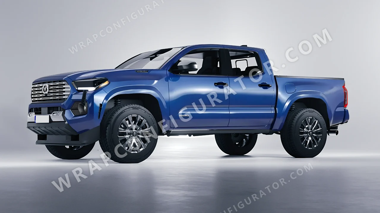 Blue Toyota Tacoma 2024 wrapped in Avery Dennison Smoky Blue SW900-612-O