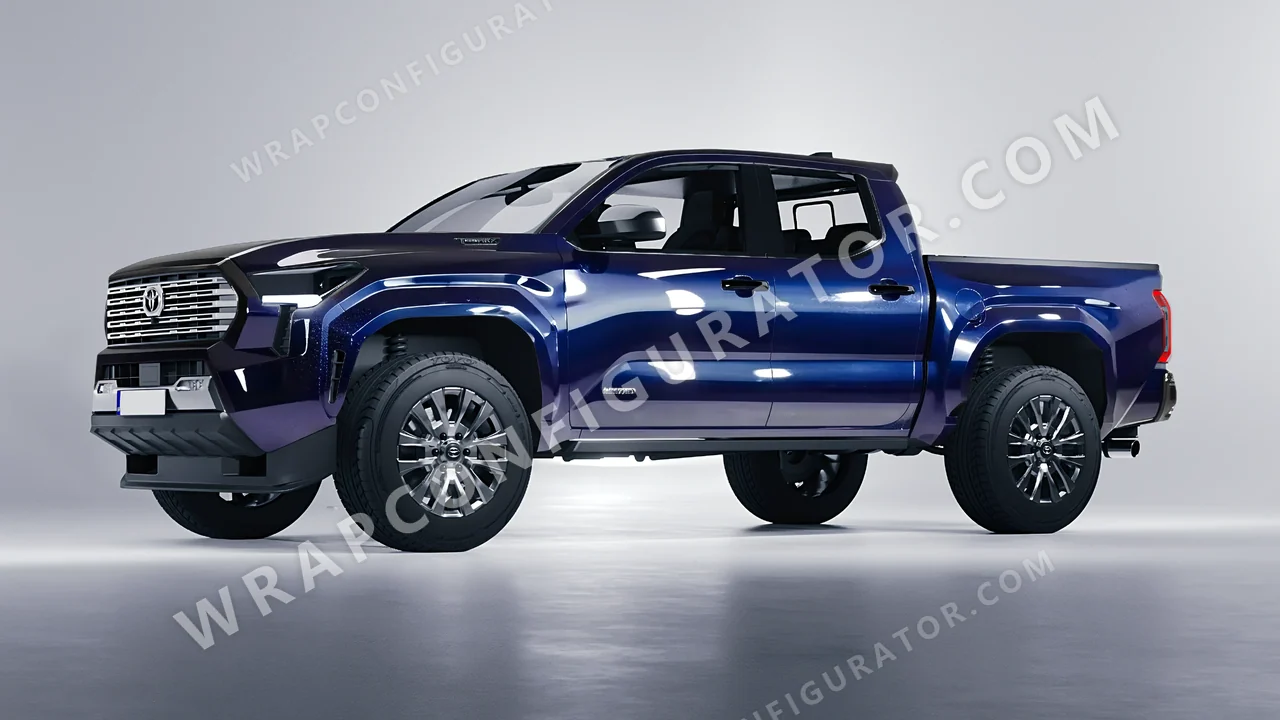 Blue Toyota Tacoma 2024 wrapped in Inozetek Dynamic PPF Black Blue DPPF925