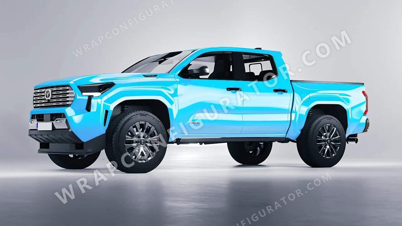 Blue Toyota Tacoma 2024 wrapped in Inozetek Dynamic PPF Coastal Blue DPPF913