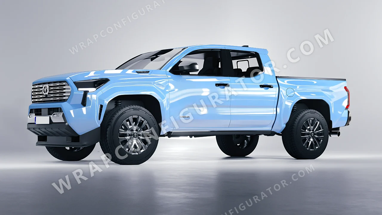 Blue Toyota Tacoma 2024 wrapped in Inozetek Dynamic PPF Pebble Blue DPPF923