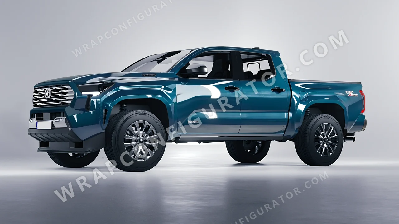 Blue Toyota Tacoma 2024 wrapped in Inozetek Dynamic PPF Petrol Blue DPPF705