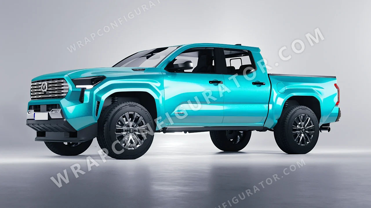 Blue Toyota Tacoma 2024 wrapped in Inozetek Dynamic PPF Turquoise Blue DPPF936