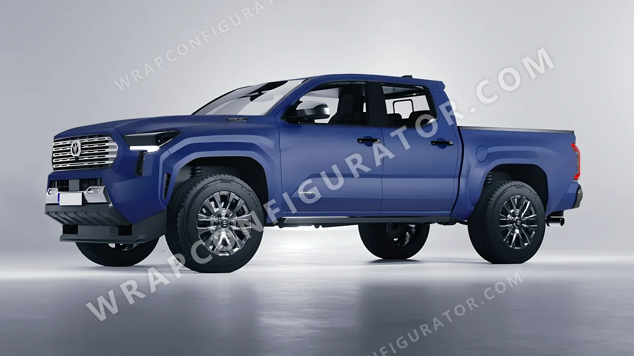 Blue Toyota Tacoma 2024 wrapped in KPMF Absolute Matt Quantum Blue K75802