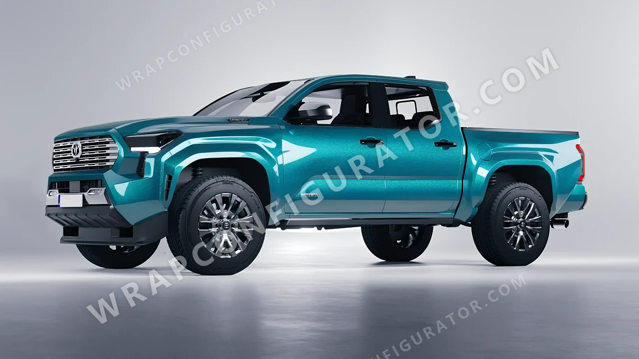 Blue Toyota Tacoma 2024 wrapped in KPMF Dynamic Teal K75455