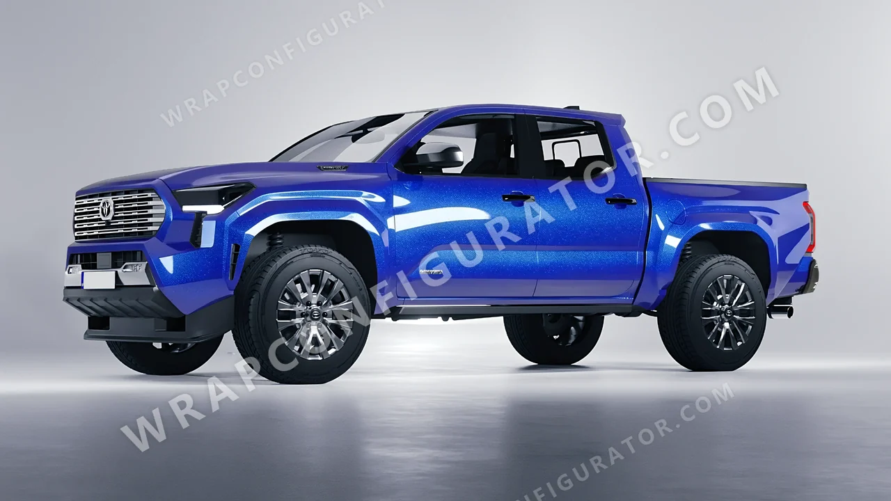 Blue Toyota Tacoma 2024 wrapped in KPMF Indulgent Blue K75405
