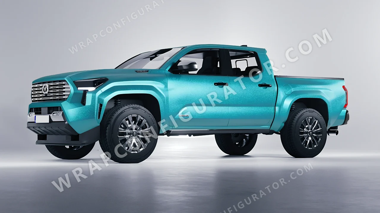 Blue Toyota Tacoma 2024 wrapped in KPMF Matt Dynamic Turquoise K75511