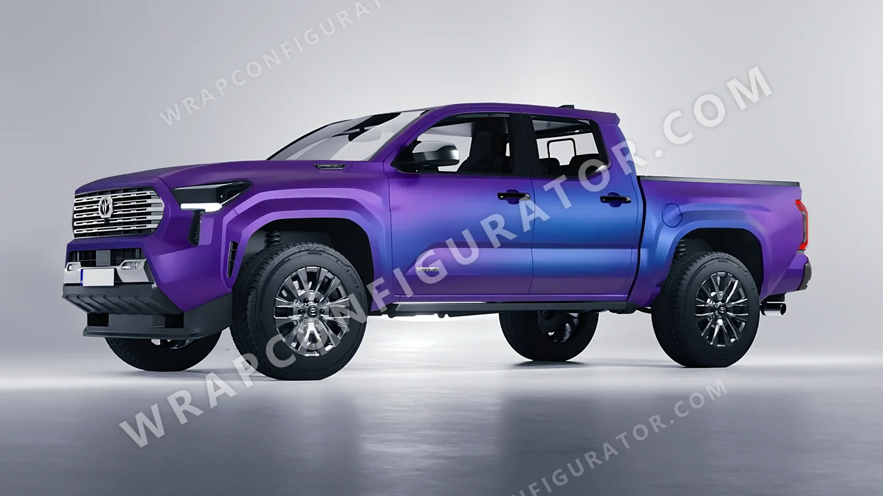 Blue Toyota Tacoma 2024 wrapped in KPMF Matt Purple Blue Iridescent K75566