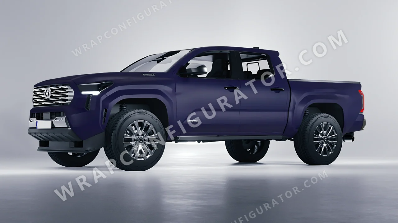 Blue Toyota Tacoma 2024 wrapped in KPMF Matt Tempest Blue K75513