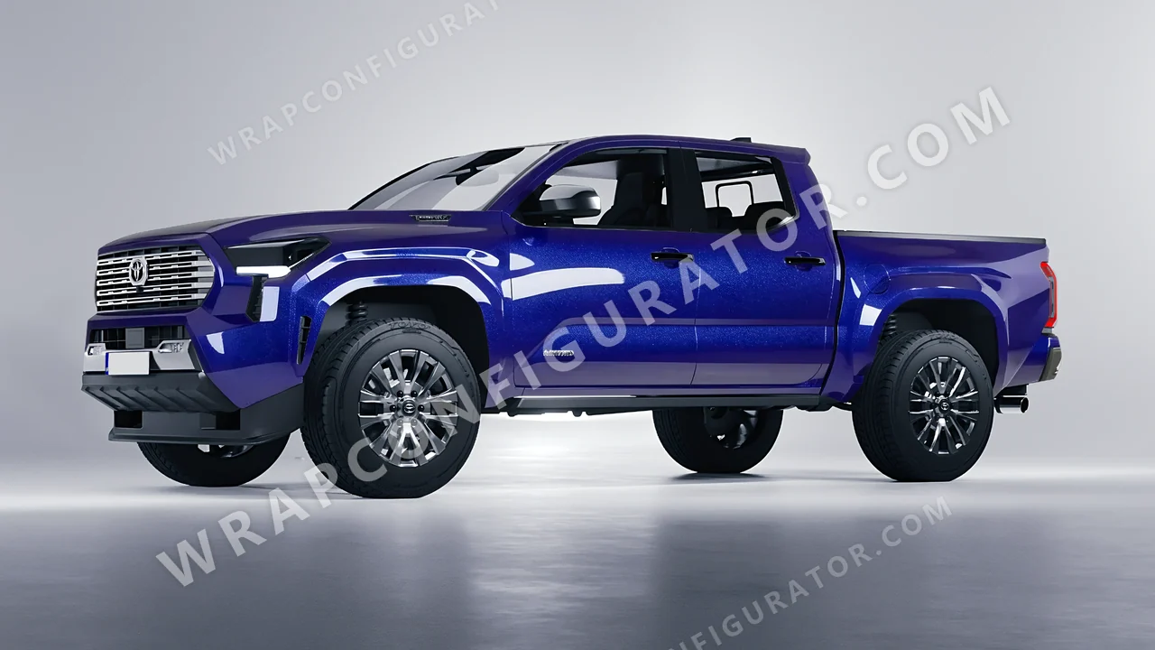 Blue Toyota Tacoma 2024 wrapped in KPMF Opulent Indigo K75452
