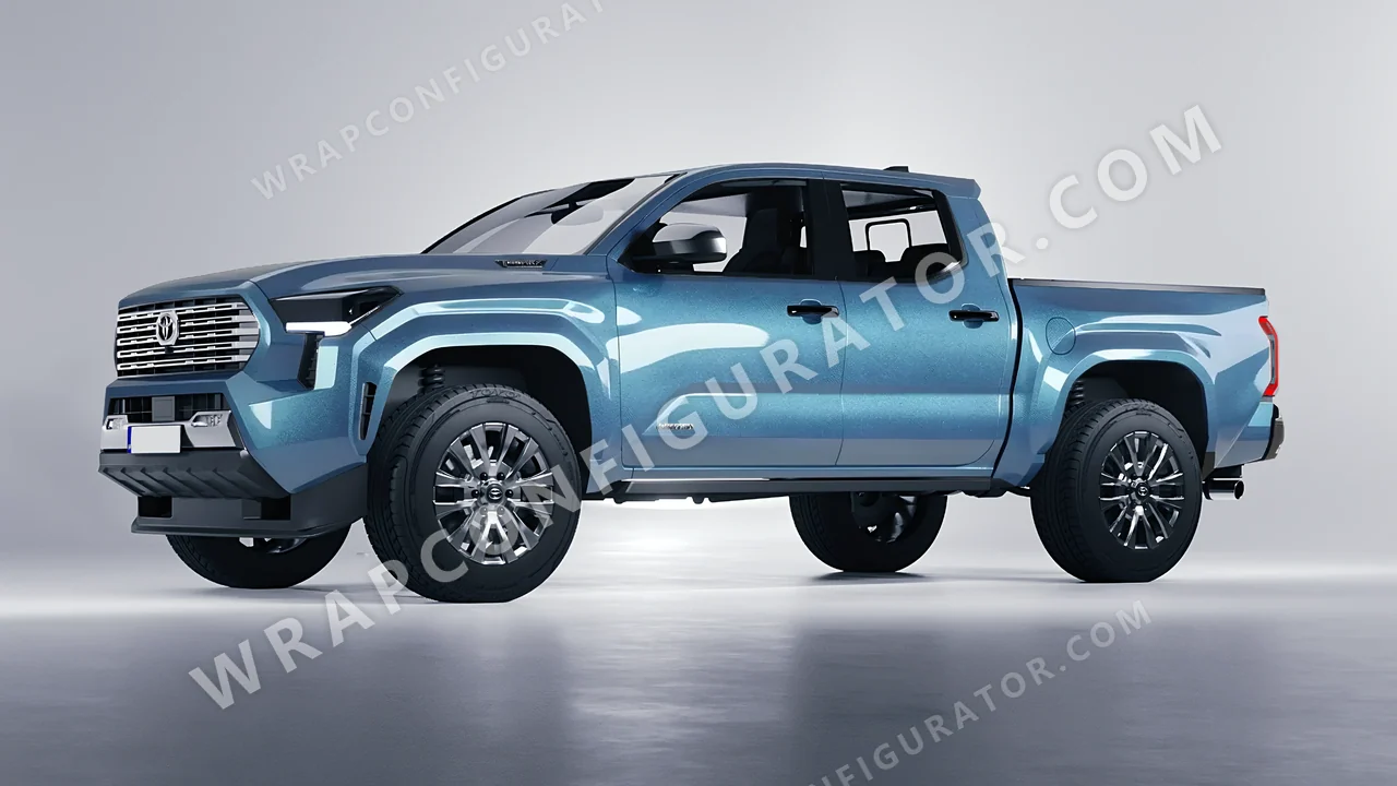 Blue Toyota Tacoma 2024 wrapped in ORACAL Ballistic Blue 970RA-571G
