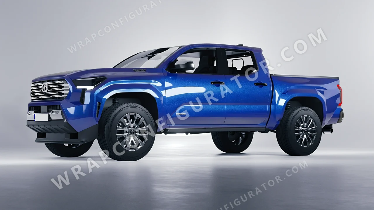Blue Toyota Tacoma 2024 wrapped in ORACAL Deep Blue 970RA-192G