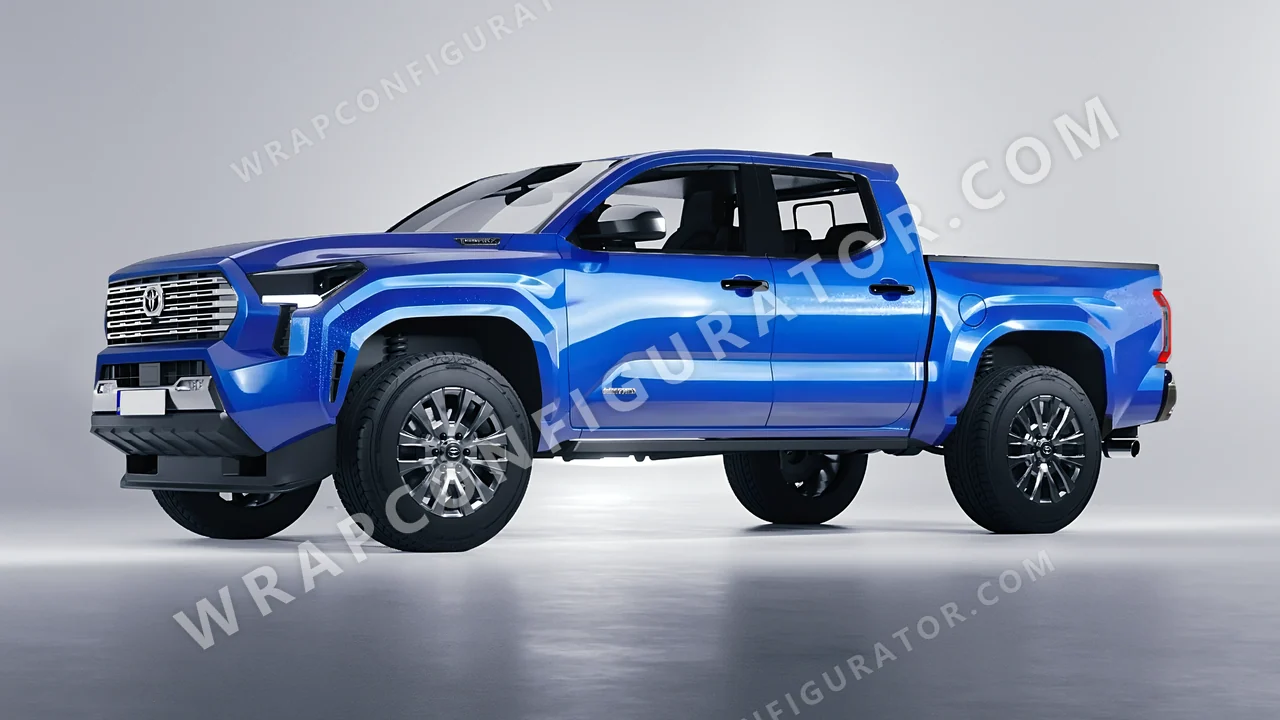 Blue Toyota Tacoma 2024 wrapped in ORACAL Fjord Blue 970RA-547G