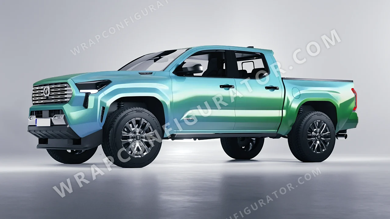 Blue Toyota Tacoma 2024 wrapped in ORACAL Gloss Aquamarine 970RA-318G