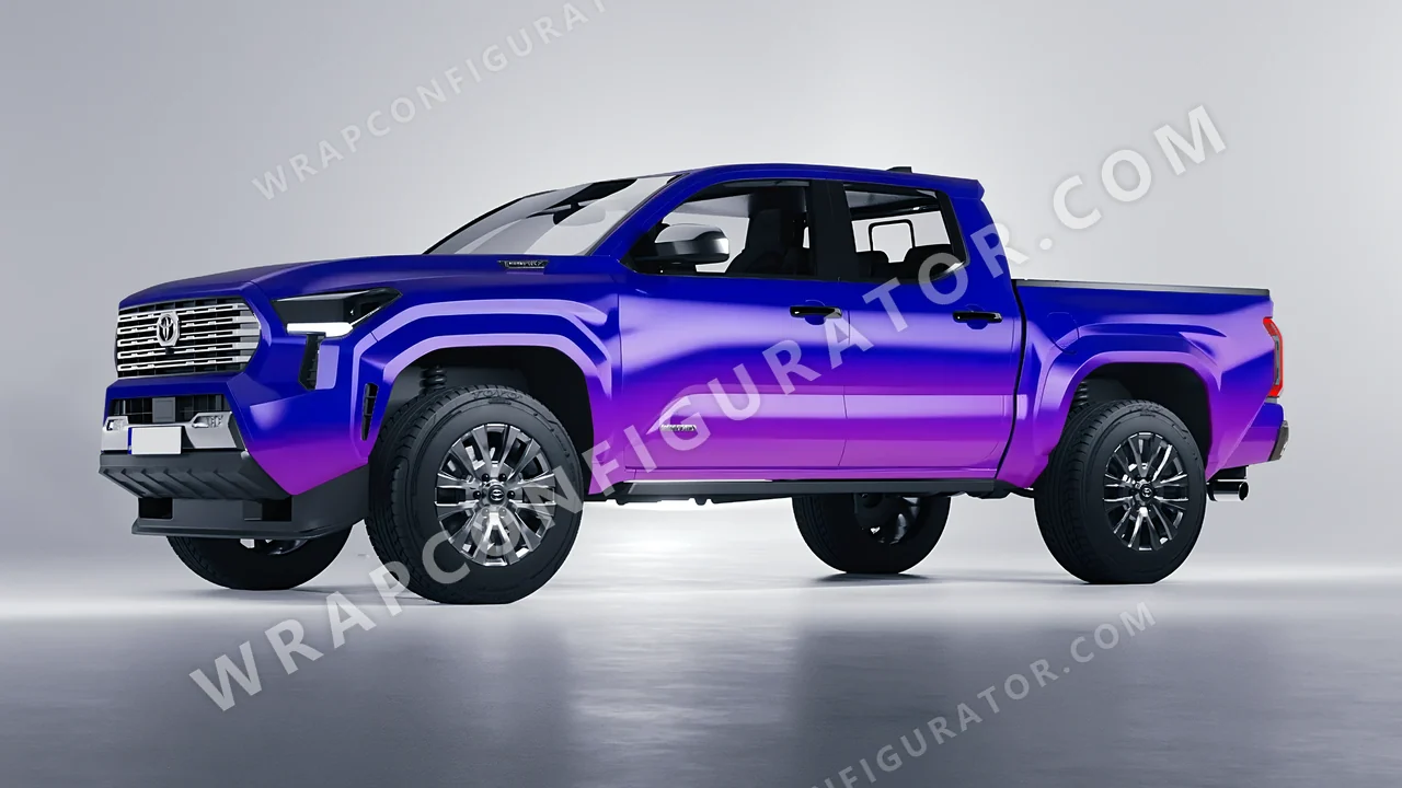 Blue Toyota Tacoma 2024 wrapped in ORACAL Gloss Ultramarine Violet 970RA-319G