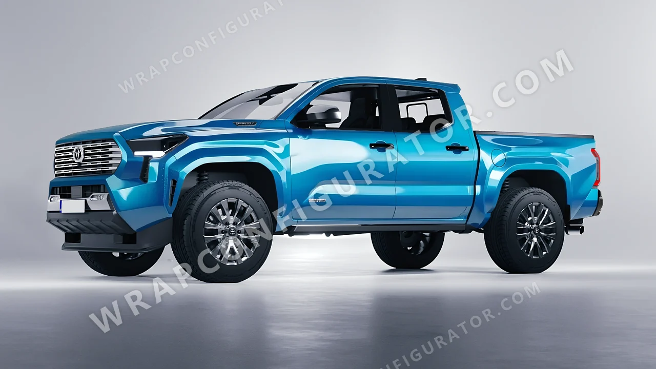Blue Toyota Tacoma 2024 wrapped in ORACAL Lagoon 970RA-553G
