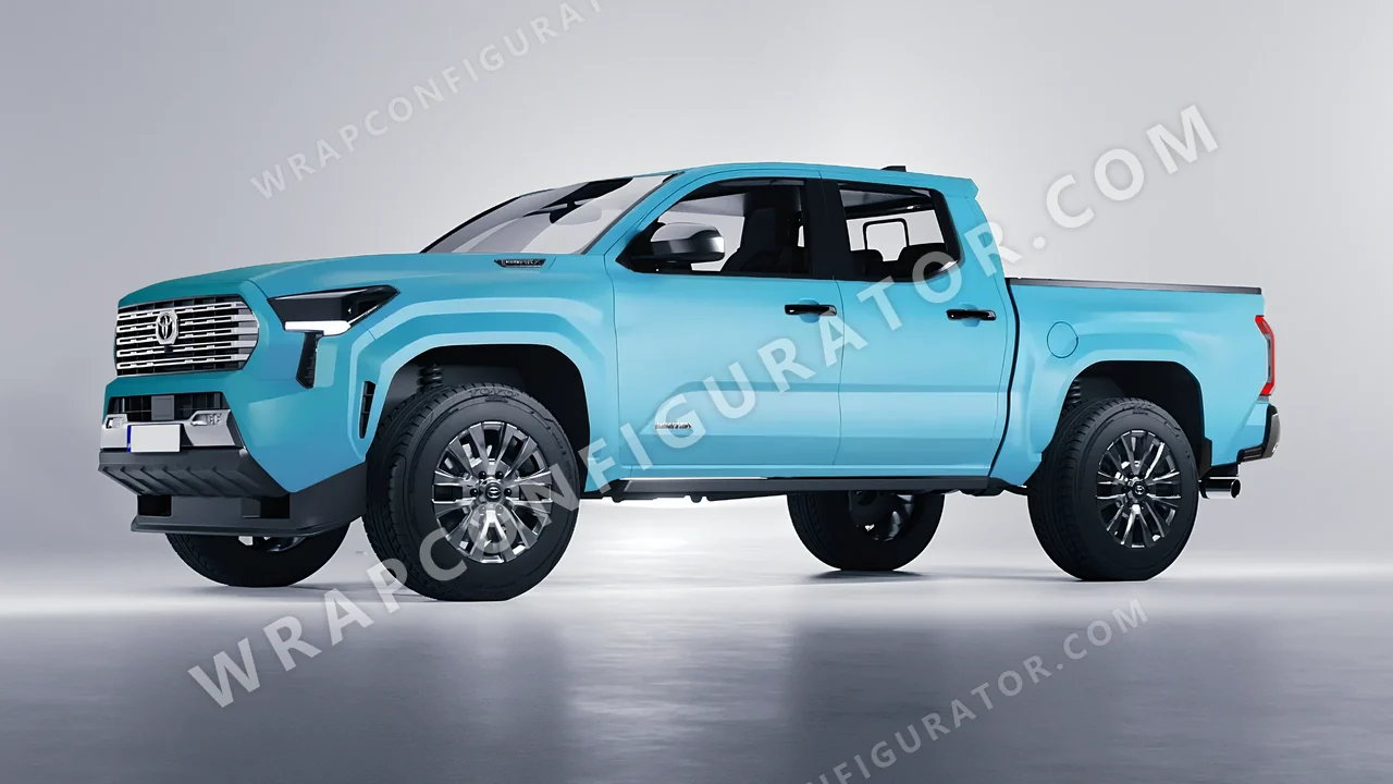 Blue Toyota Tacoma 2024 wrapped in ORACAL Lagoon 970RA-553M