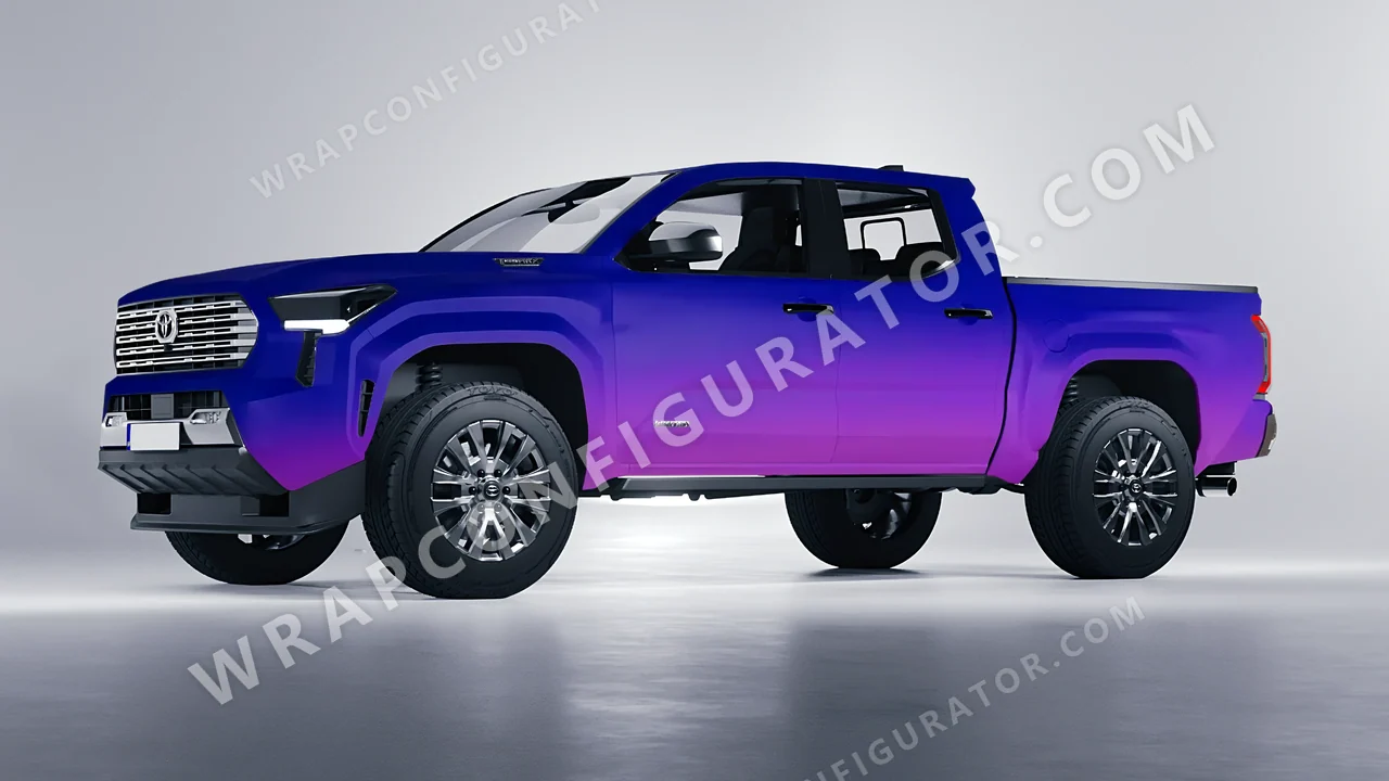 Blue Toyota Tacoma 2024 wrapped in ORACAL Matt Ultramarine Violet 970RA-319M