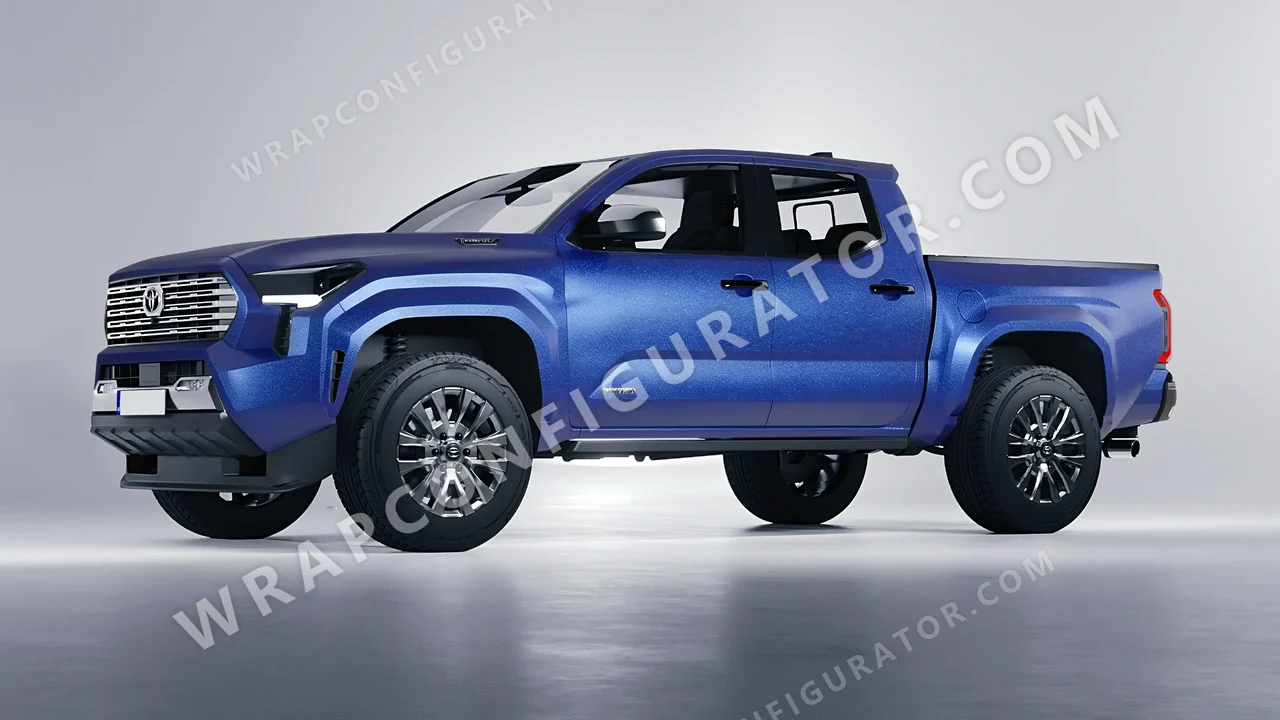 Blue Toyota Tacoma 2024 wrapped in ORACAL Night Blue 970RA-196M
