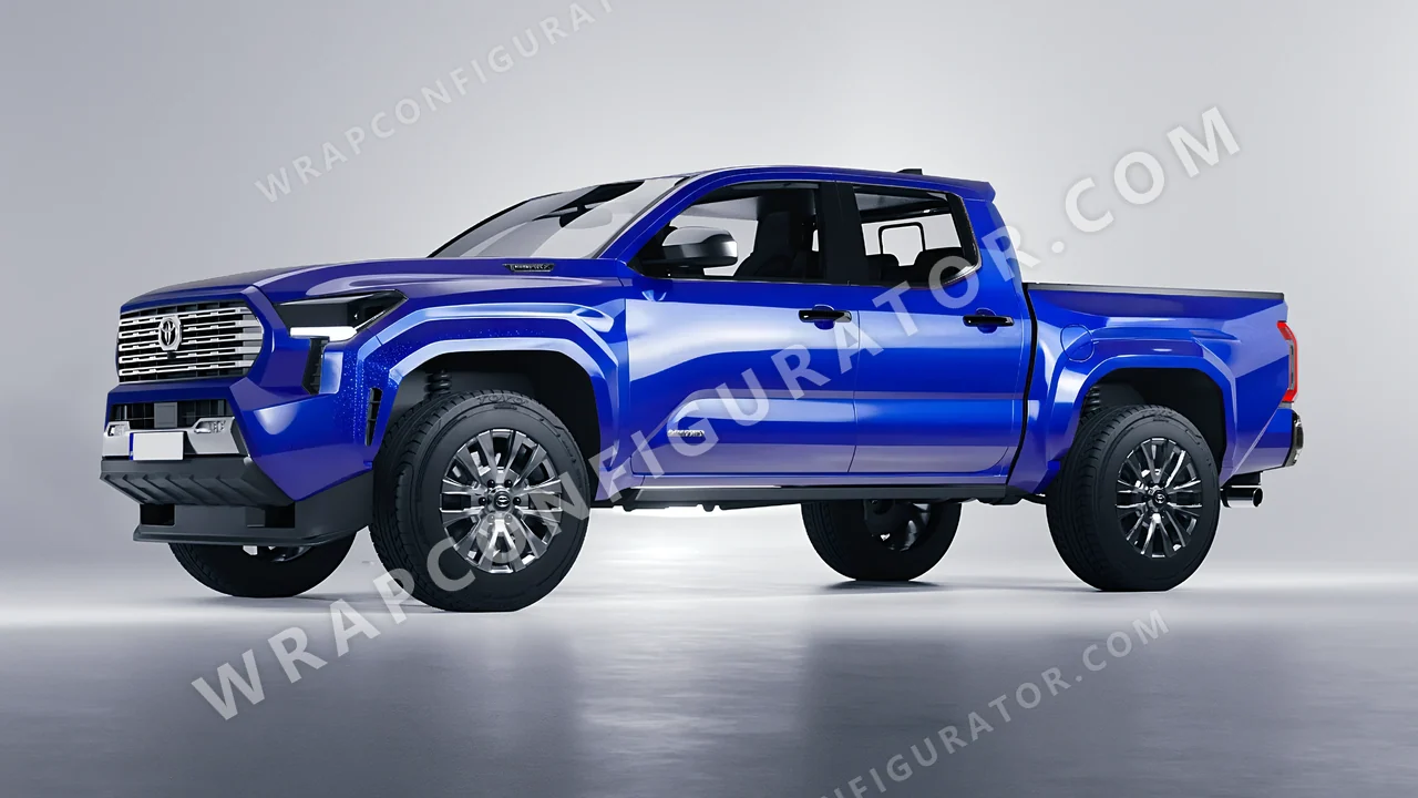 Blue Toyota Tacoma 2024 wrapped in ORACAL Night Blue 970RA-511G