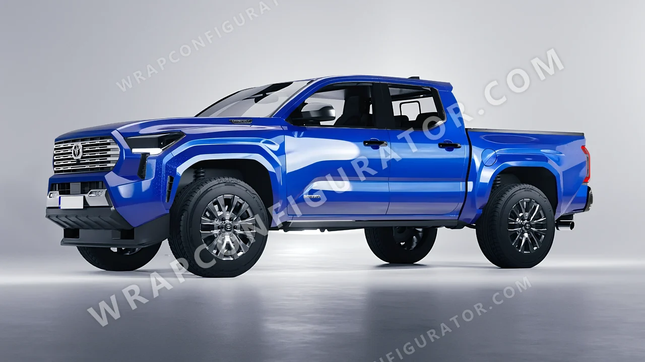 Blue Toyota Tacoma 2024 wrapped in ORACAL Sea Blue 970RA-509G