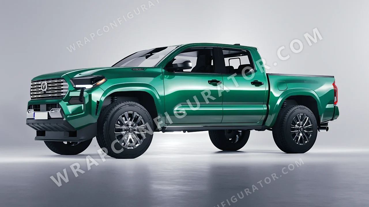 Green Toyota Tacoma 2024 wrapped in 3M Gloss Green Envy G336