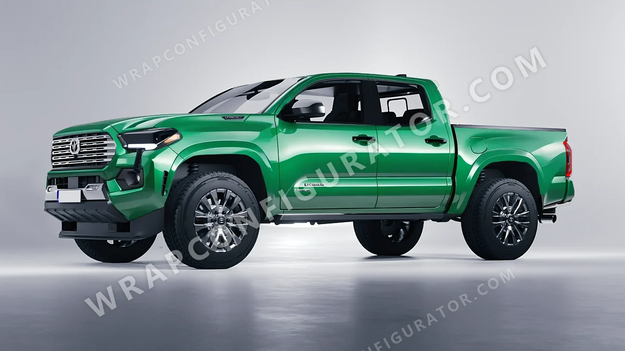 Green Toyota Tacoma 2024 wrapped in 3M Gloss Kelly Green G46