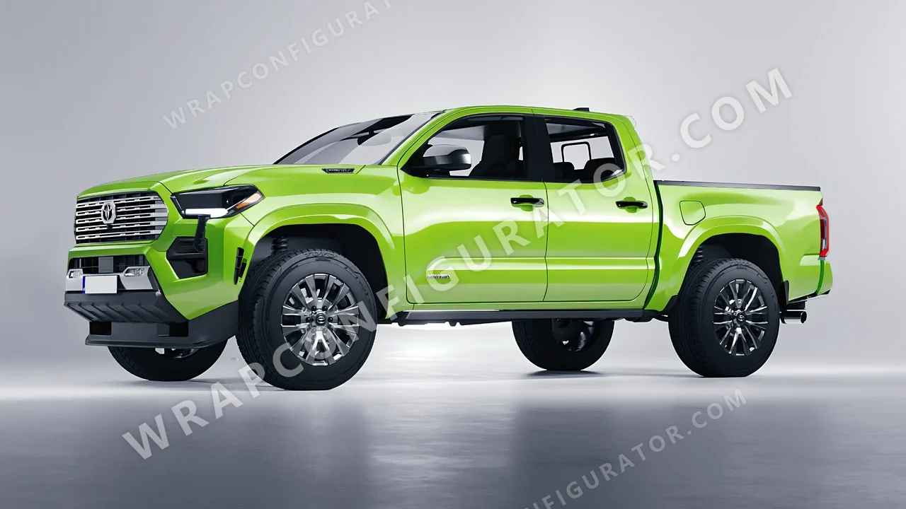 Green Toyota Tacoma 2024 wrapped in 3M Gloss Light Green G16