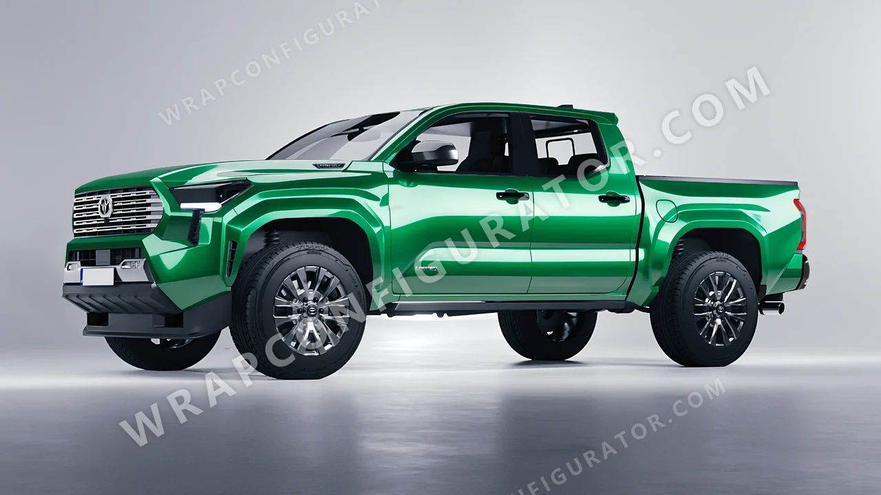Green Toyota Tacoma 2024 wrapped in 3M Green Envy HG336