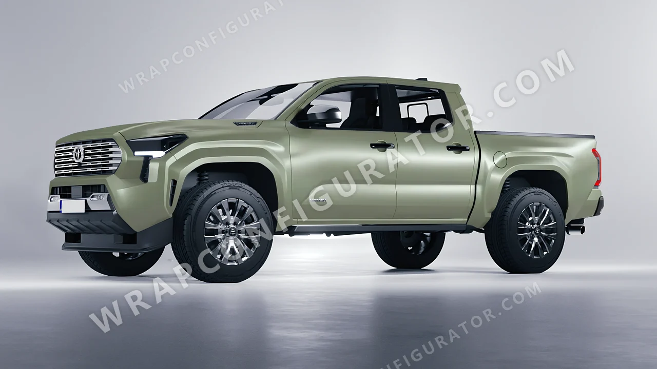 Green Toyota Tacoma 2024 wrapped in 3M Komodo Green S56