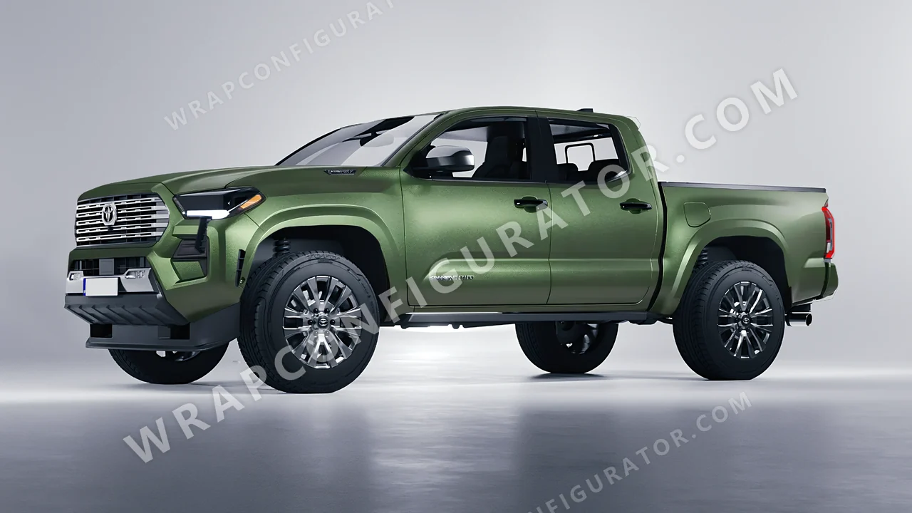 Green Toyota Tacoma 2024 wrapped in Avery Dennison Moss Green SW900-737-M