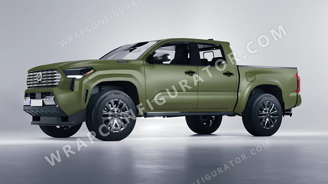 Green Toyota Tacoma 2024 wrapped in Avery Dennison Olive Green SW900-732-O