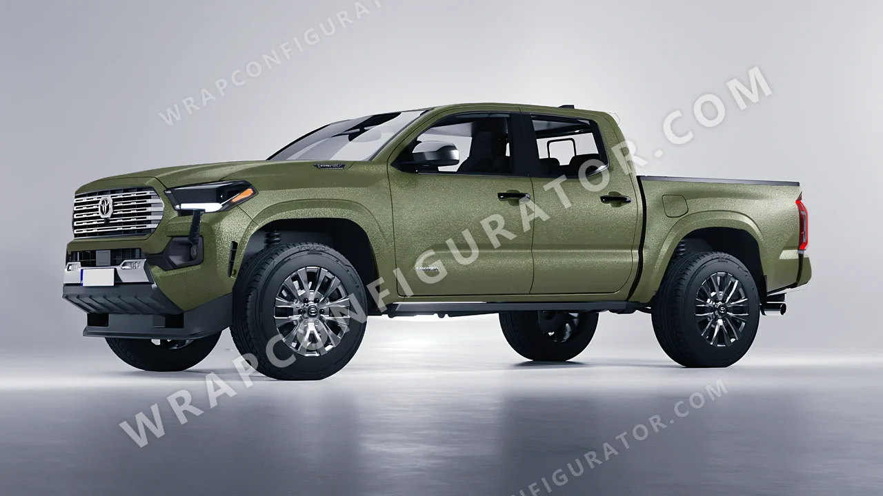 Green Toyota Tacoma 2024 wrapped in Avery Dennison Rugged Combat Green SW900-718-X