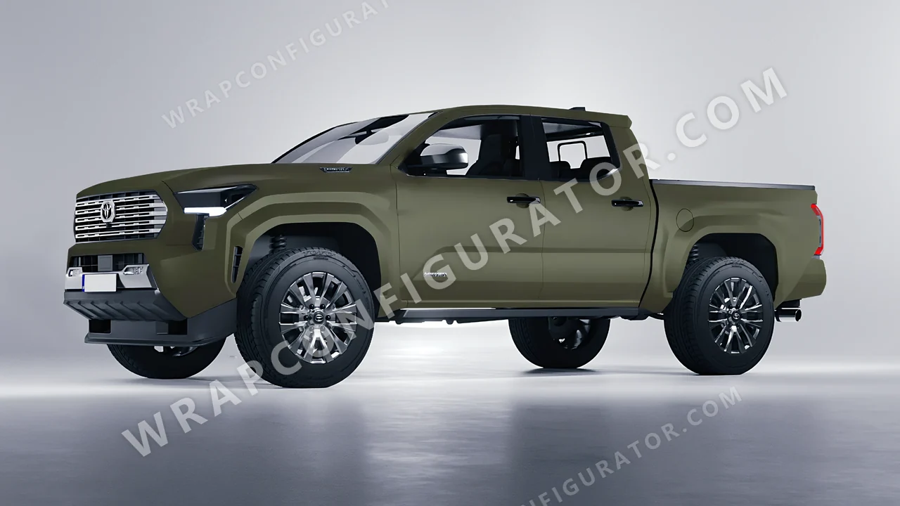 Green Toyota Tacoma 2024 wrapped in Colourshield PPF by HyperPro Army Green SMF04-P