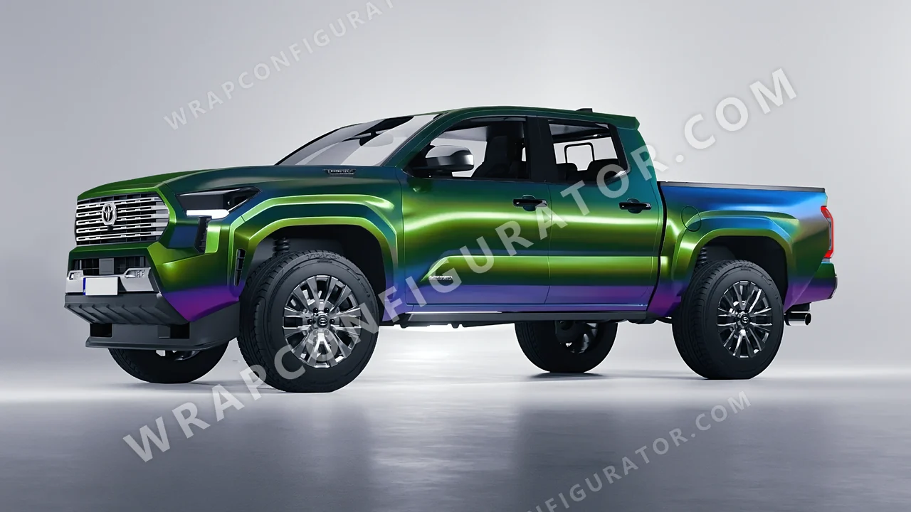 Green Toyota Tacoma 2024 wrapped in Colourshield PPF by HyperPro Aurora Green GB01-P