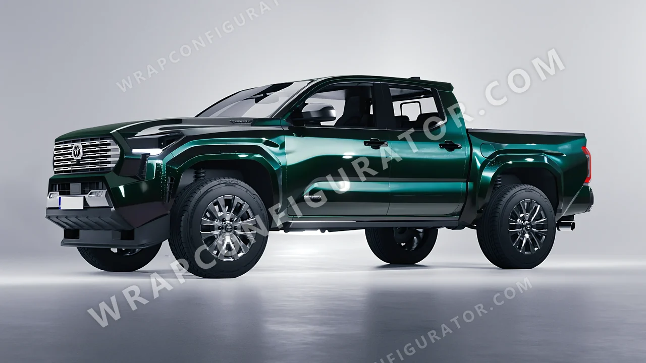 Green Toyota Tacoma 2024 wrapped in Colourshield PPF by HyperPro Retro Deep Green HGF31-P