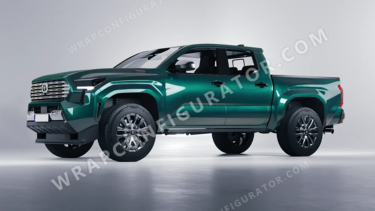 Green Toyota Tacoma 2024 wrapped in Inozetek Dynamic PPF Emerald Green DPPF902