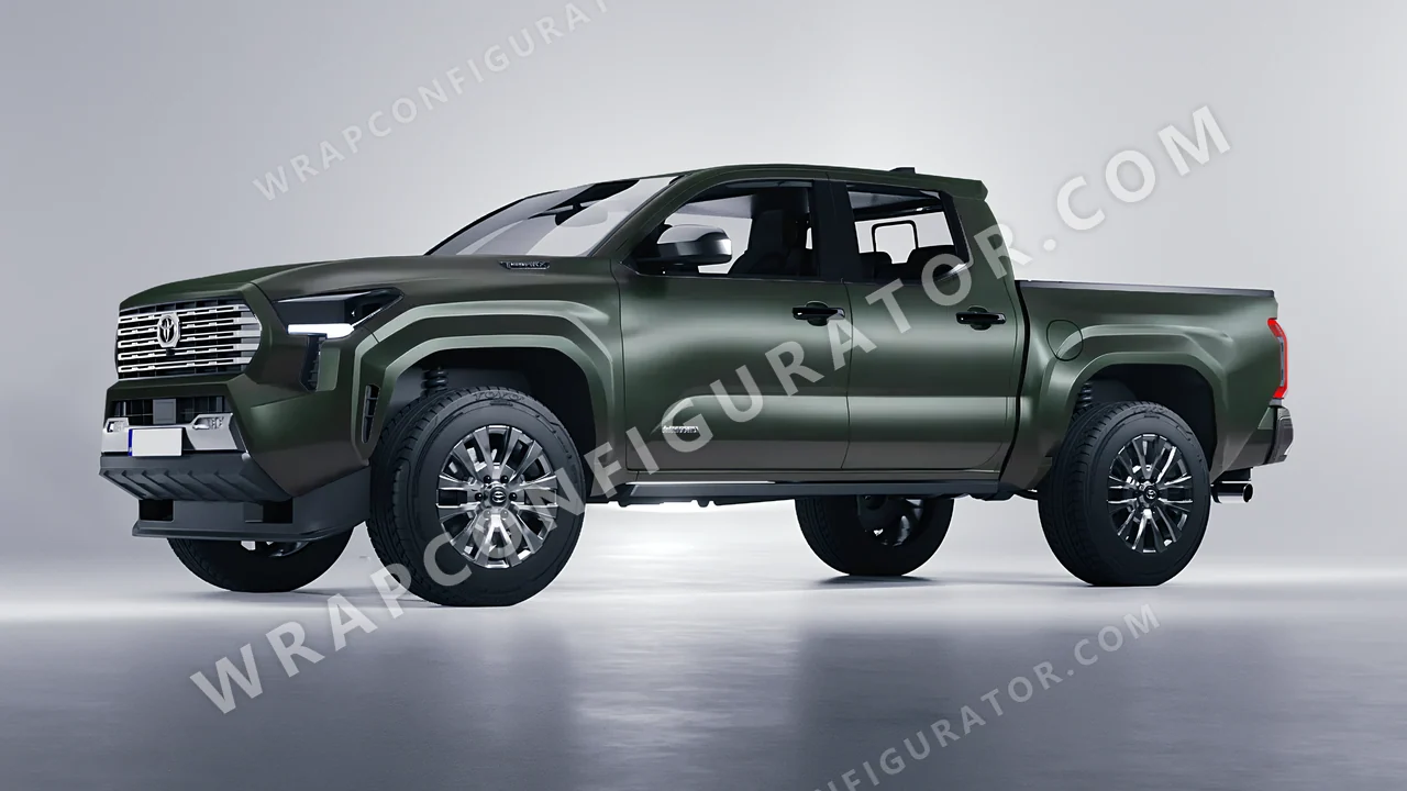 Green Toyota Tacoma 2024 wrapped in Inozetek Dynamic PPF Midnight Moss DPPF804