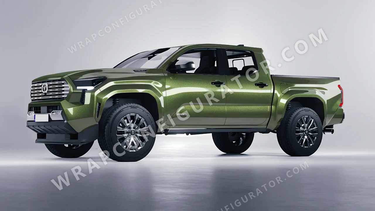 Green Toyota Tacoma 2024 wrapped in Inozetek Dynamic PPF Olive DPPF931