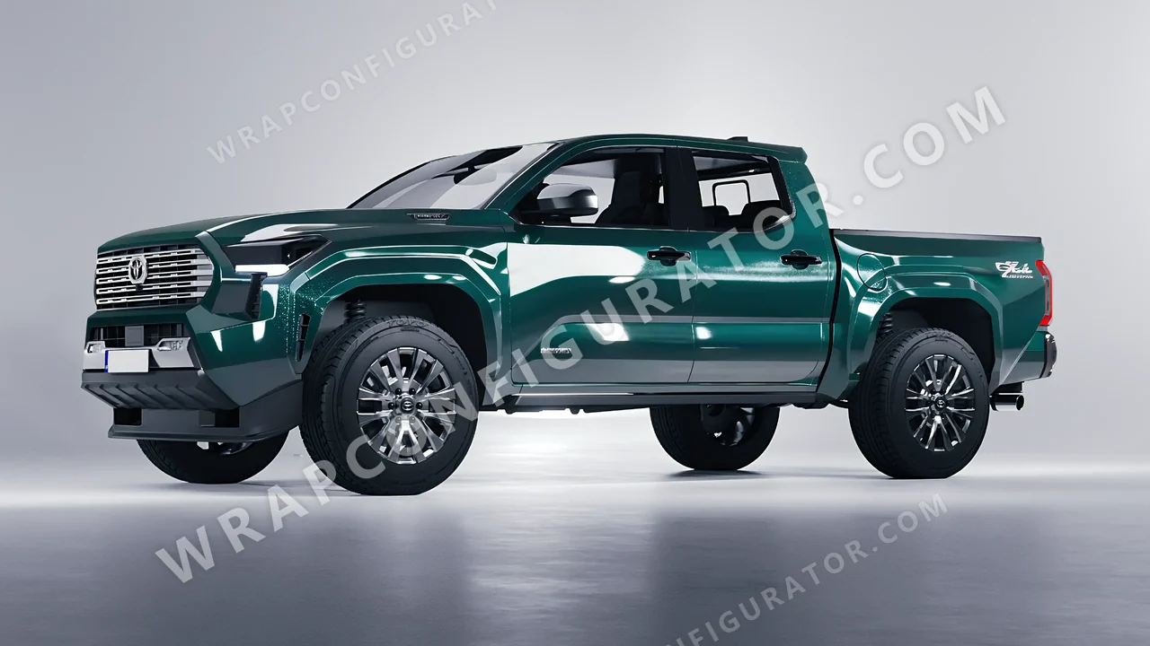 Green Toyota Tacoma 2024 wrapped in Inozetek Dynamic PPF Shadow Green DPPF706