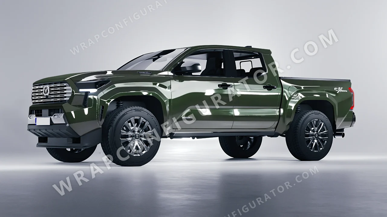 Green Toyota Tacoma 2024 wrapped in Inozetek Dynamic PPF Student Driver Olive SD103