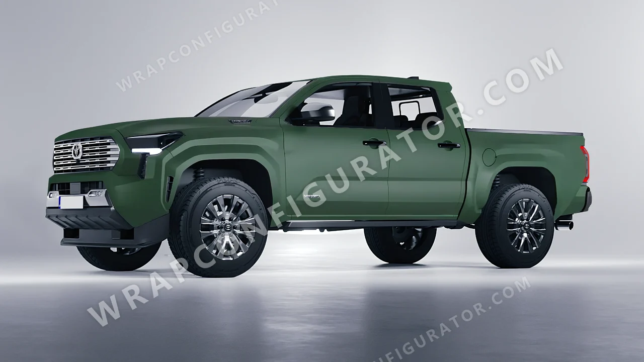 Green Toyota Tacoma 2024 wrapped in KPMF Absolute Matt Forest Green K75806